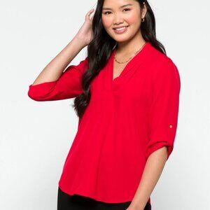 Calvin Klein V-neck Roll tab blouse - NWOT